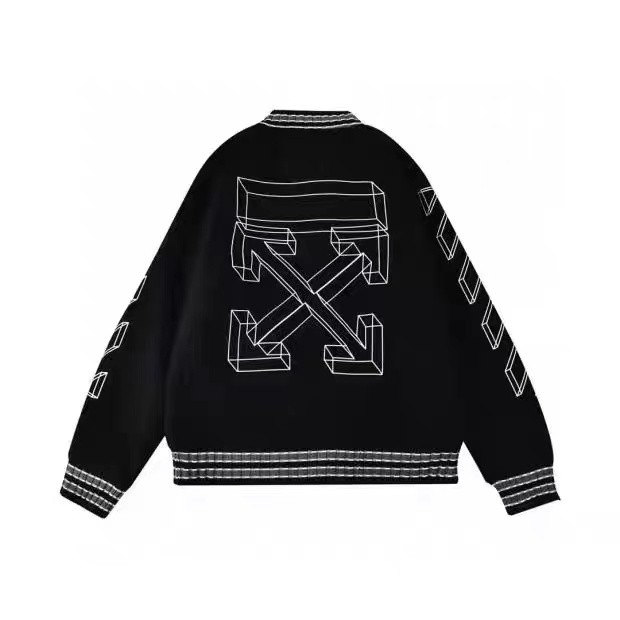 Off-White arrow zipper hooded baseball uniform black