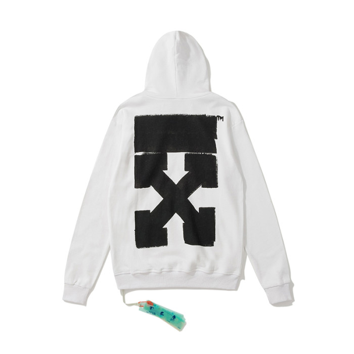 Off-White doodle thick arrow print hooded sweater white