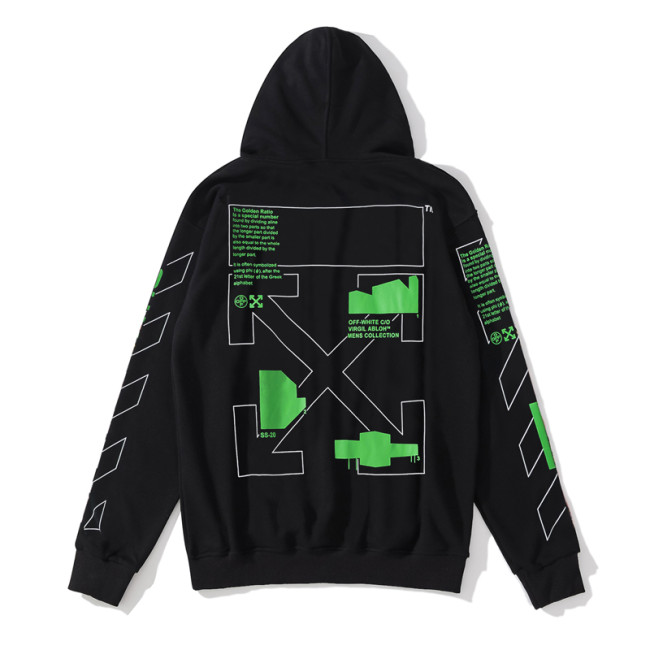 Off-White 835 doodle arrow hooded sweater black/green