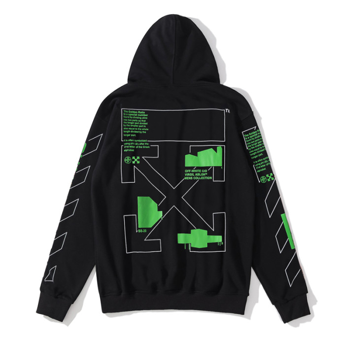 Off-White 835 doodle arrow hooded sweater black/green