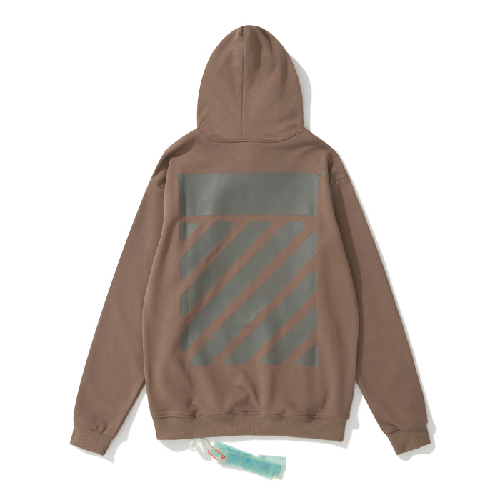 Off-White 870 adhesive tape print hooded sweater camel