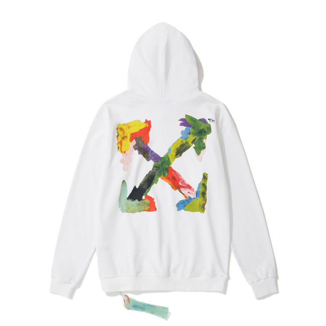 Off-White 873 doodle arrow print hooded sweater white