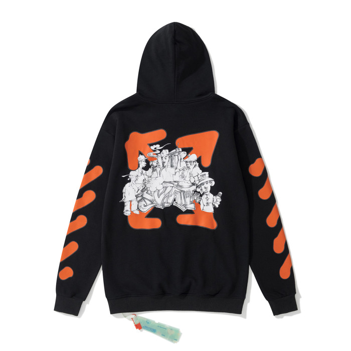 Off-White 871 doodle arrow print hooded sweater black