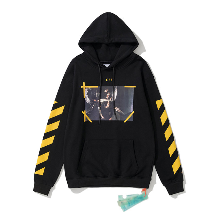 Off-White kewis doodle arrow print hooded sweater black/yellow