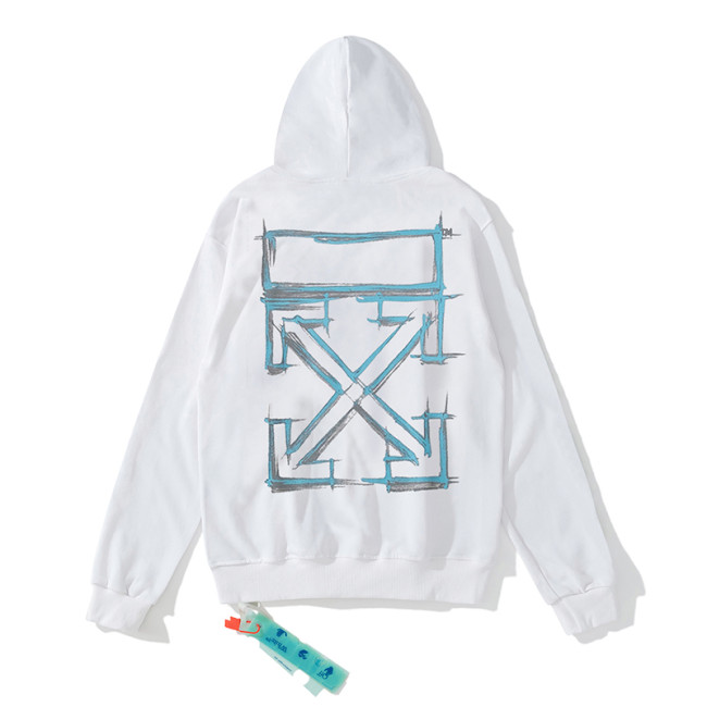 Off-White doodle arrow print hooded sweater white