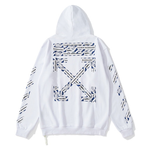 Off-White 829 arrow print hooded sweater white