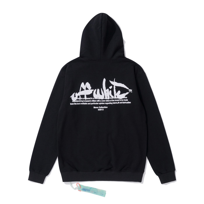 Off-White 872 doodle arrow print hooded sweater black