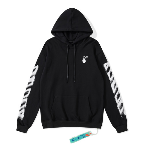 Off-White arrow zebra crossing print hooded sweater black