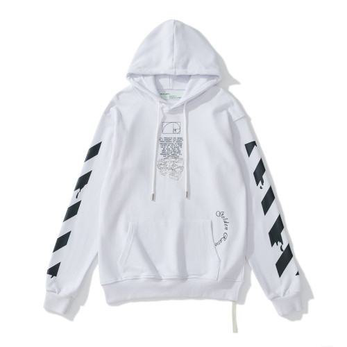Off-White water droplets print hooded sweater white