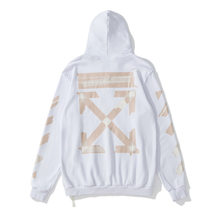 Off-White arrow logo print zipper hooded cardigan sweatshirt white