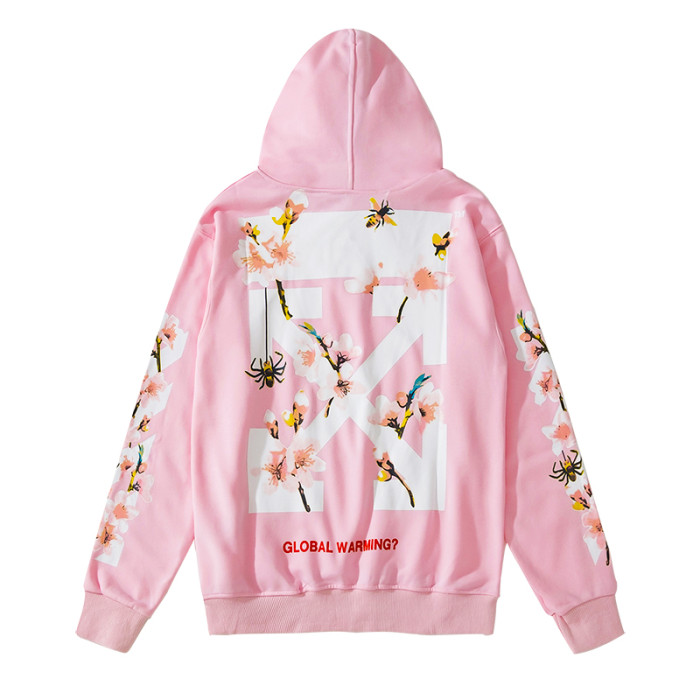 Off-White cherry blossoms hooded sweater pink