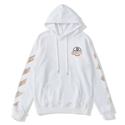 Off-White arrow zebra crossing print hooded sweater white/beige
