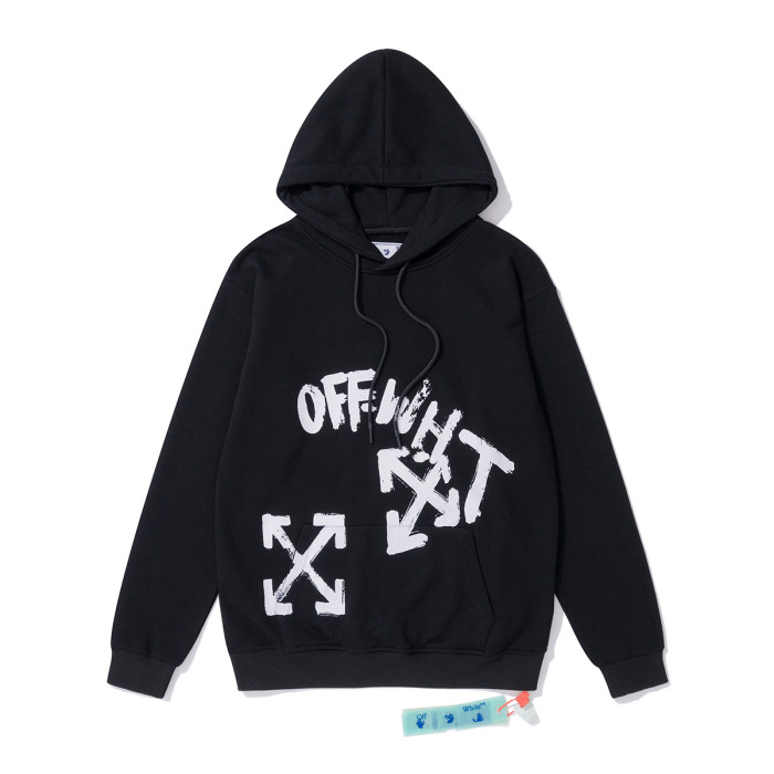 Off-White 872 doodle arrow print hooded sweater black