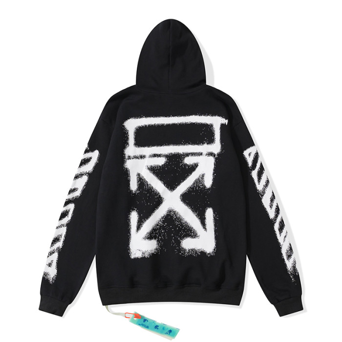 Off-White arrow zebra crossing print hooded sweater black