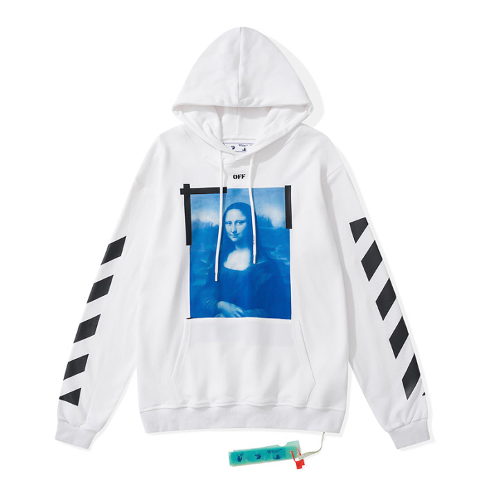 Off-White mona lisa print hooded sweater white