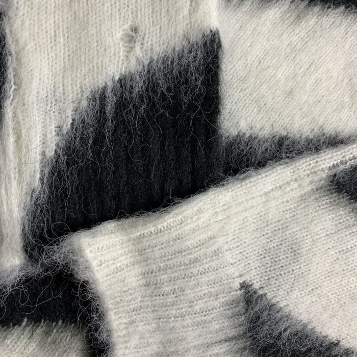 Off-White diagonal stripes mohair hoodie white/black