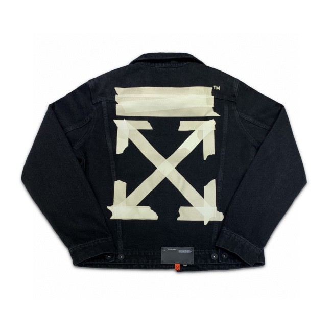 Off-White tape arrow print denim jacket black