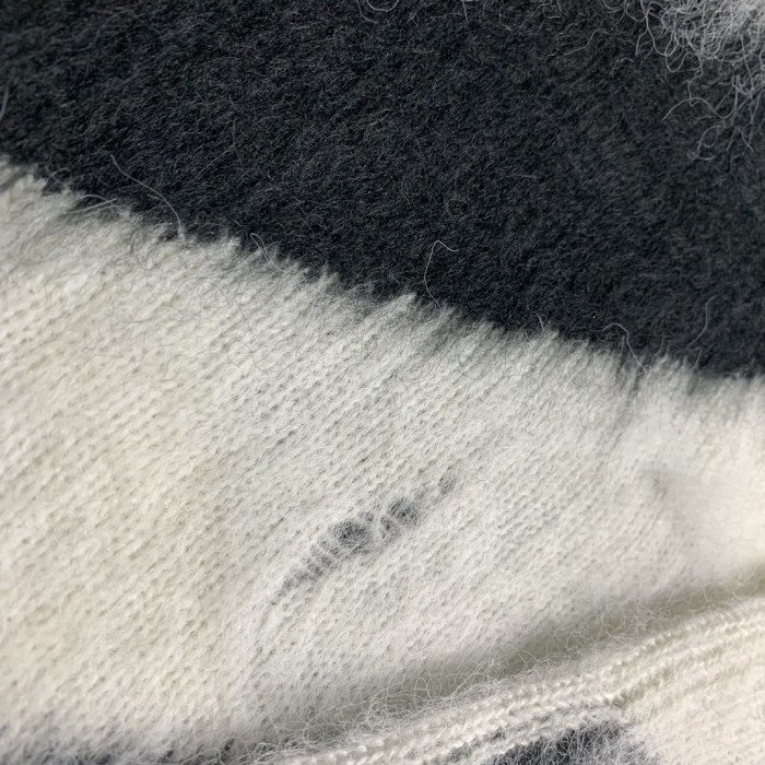 Off-White diagonal stripes mohair hoodie white/black