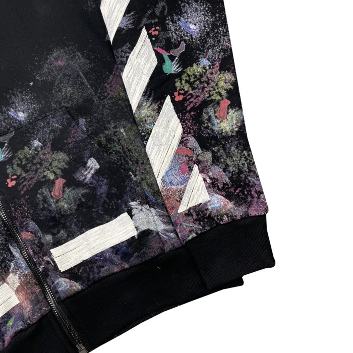Off-White fireworks arrow zipper hooded cardigan sweatshirt