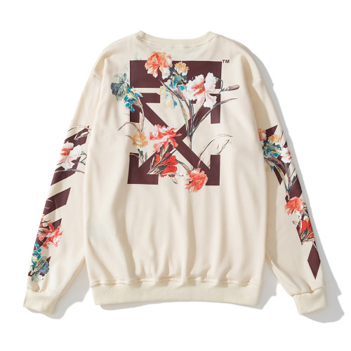 Off-White flower print hoodie apricot