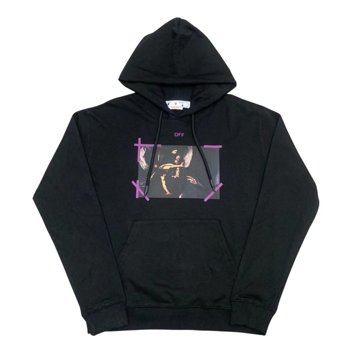 Off-White arrow logo print hooded sweater purple