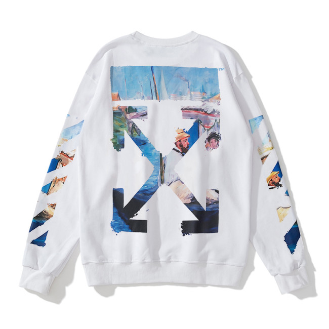 Off-White oil painting arrow print hoodie white