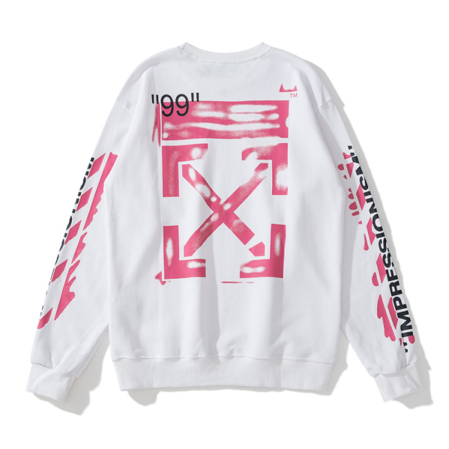 Off-White square arrow print hoodie white/pink