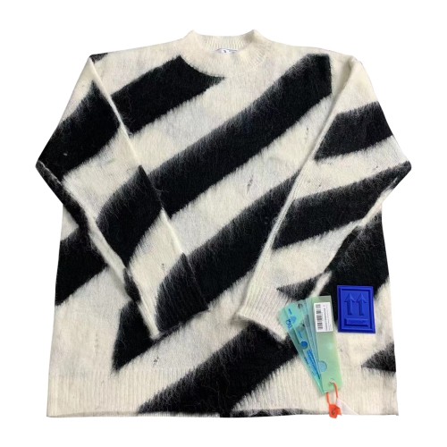 Off-White diagonal stripes mohair hoodie white/black