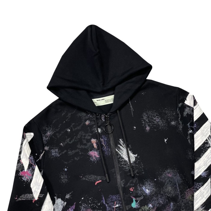 Off-White fireworks arrow zipper hooded cardigan sweatshirt