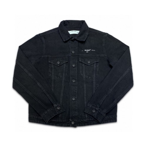 Off-White tape arrow print denim jacket black