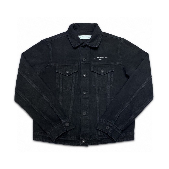 Off-White tape arrow print denim jacket black
