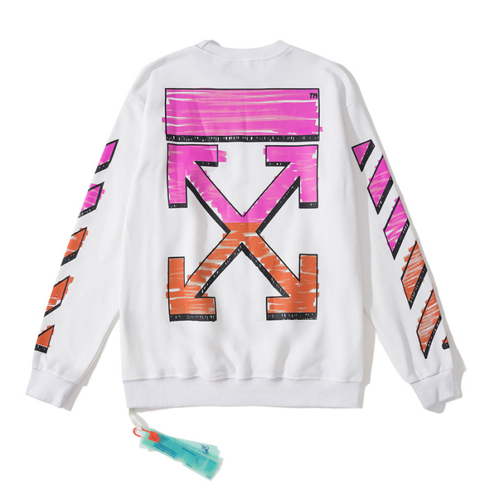 Off-White 752 arrow doodle hoodie white/pink/orange