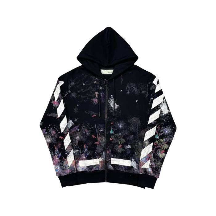 Off-White fireworks arrow zipper hooded cardigan sweatshirt