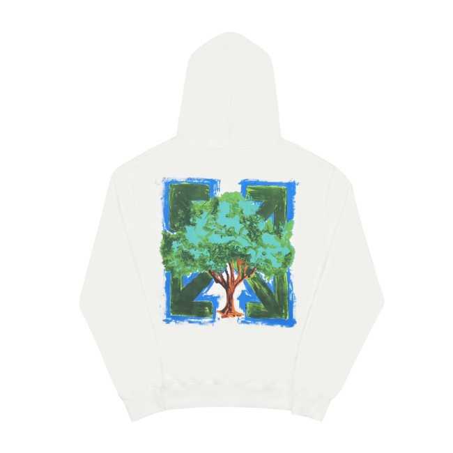 Off-White environmentally friendly oil painting tree print hooded sweater white