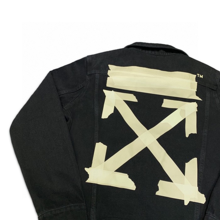 Off-White tape arrow print denim jacket black