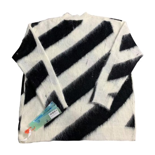 Off-White diagonal stripes mohair hoodie white/black