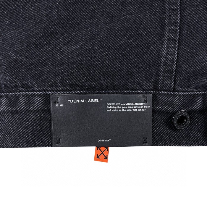 Off-White tape arrow print denim jacket black