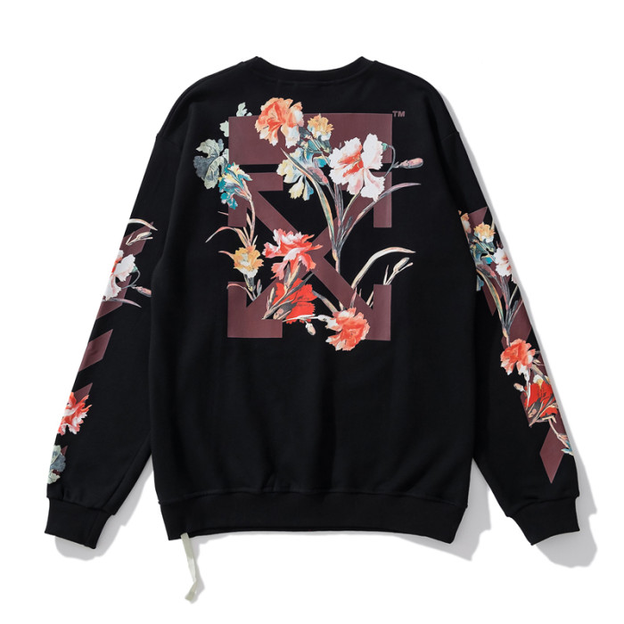 Off-White flower print hoodie black