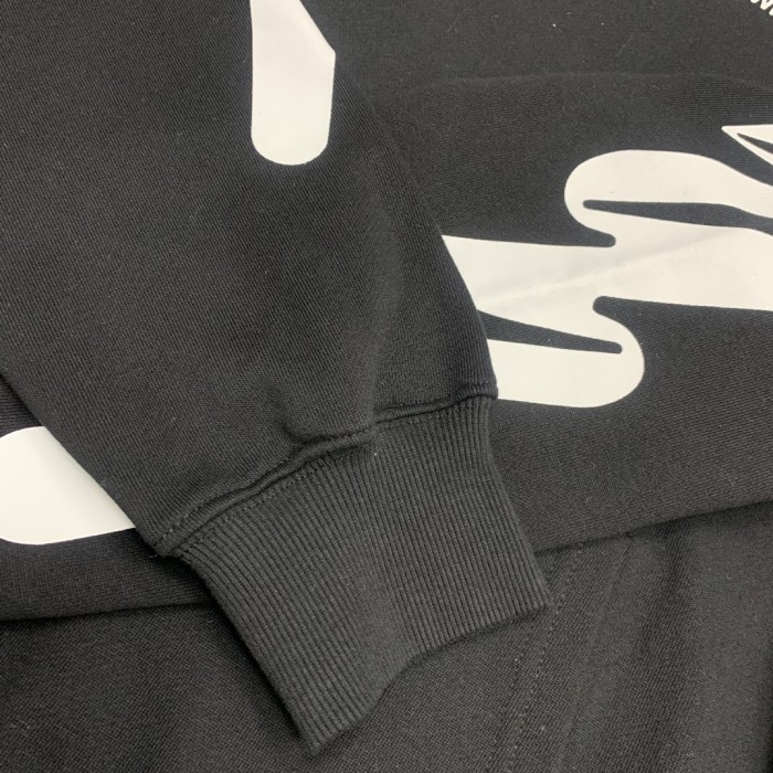 Off-White wavy lines print hooded sweater black