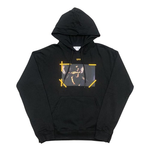 Off-White arrow logo print hooded sweater yellow