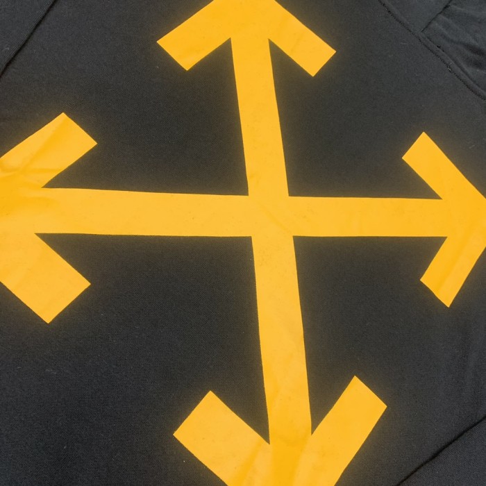 Off-White arrow logo print hooded sweater yellow