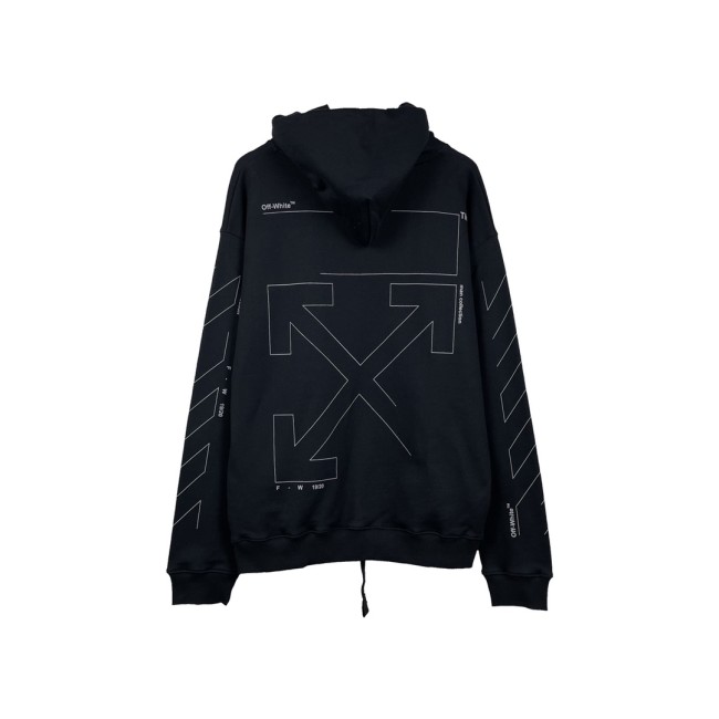 Off-White broken arrow print hooded sweater black