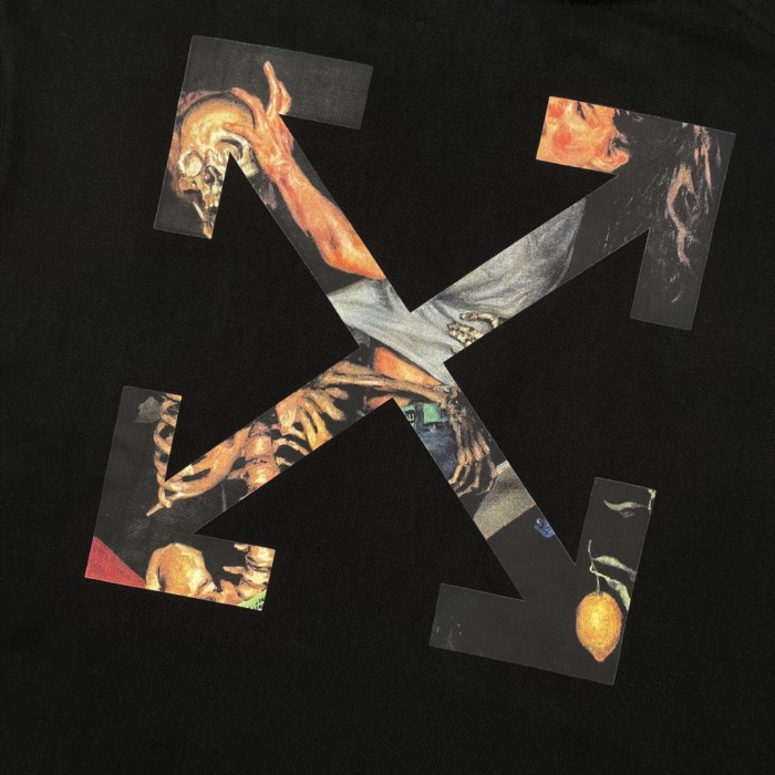 Off-White oil painting arrow print hooded sweater black