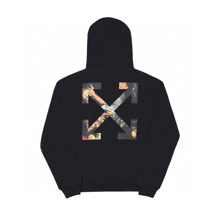 Off-White oil painting arrow print hooded sweater black