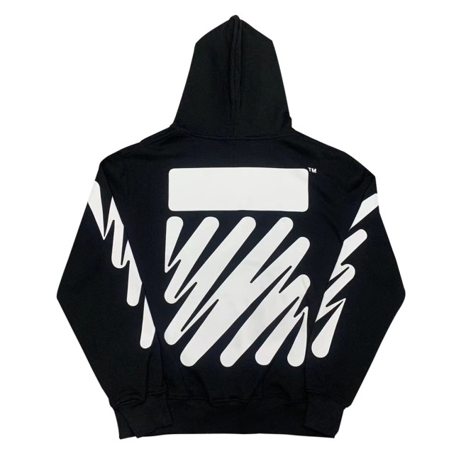 Off-White wavy lines print hooded sweater black
