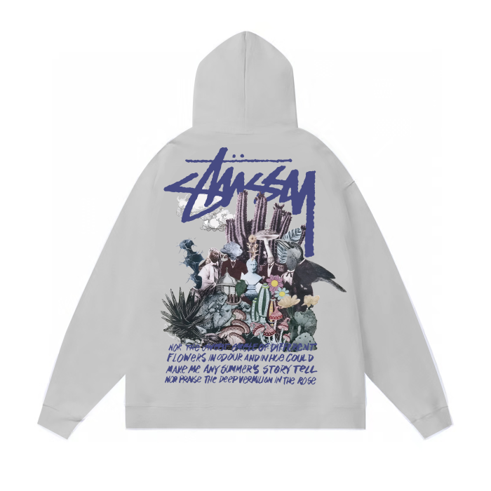 STUSSY CACTUS PRINT HOODIE GREY