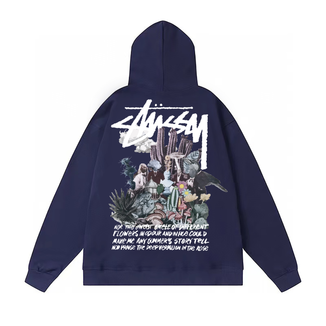STUSSY CACTUS PRINT HOODIE NAVY