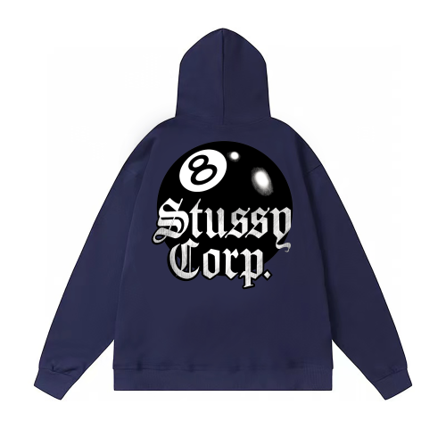 STUSSY BALL 8 PRINT HOODIE NAVY