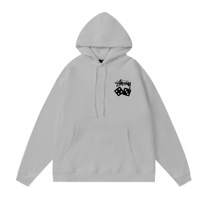 STUSSY DICE PRINT HOODIE GREY