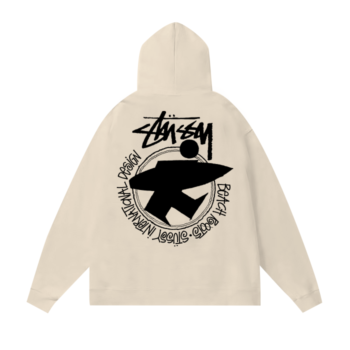 STUSSY SURF PRINT HOODIE CREAM